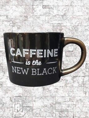 TARGET THRESHOLD STONEWARE "CAFFEINE IS THE NEW BLACK" COFFEE MUG